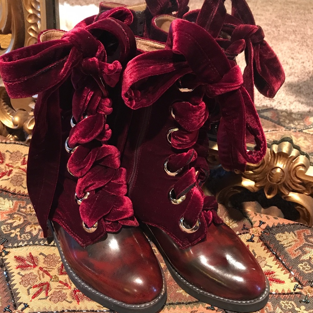 RARE Jeffrey Campbell Boots Velvet Lace Up